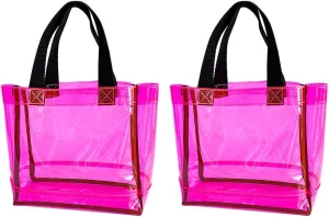 Clear 2 Packs Small Tote Work Bag,Gift Wrap Handbag for Bridal and Birthday Party,Travel Makeup Pouch with Handle