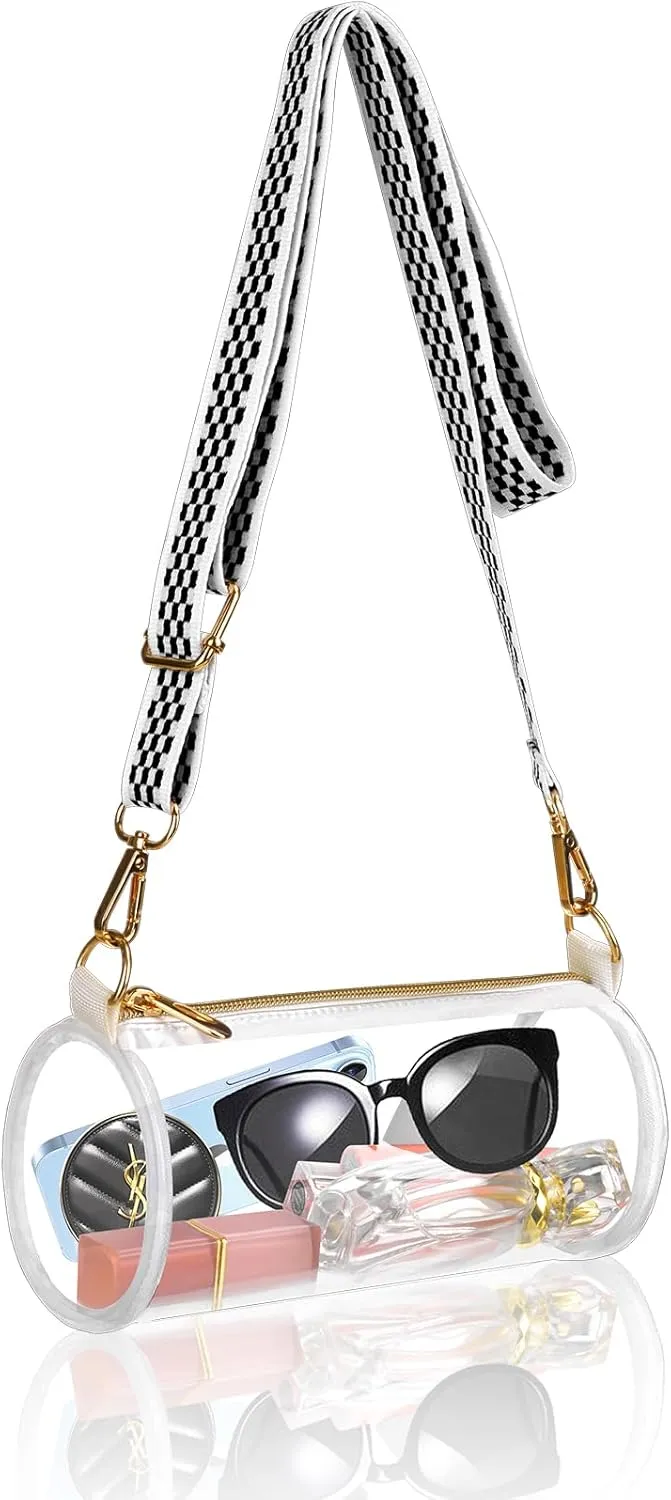 Clear Bag Approved for Stadium Events - Clear Crossbody Bags for Women - Cylindrical Bag for Concert, Travel