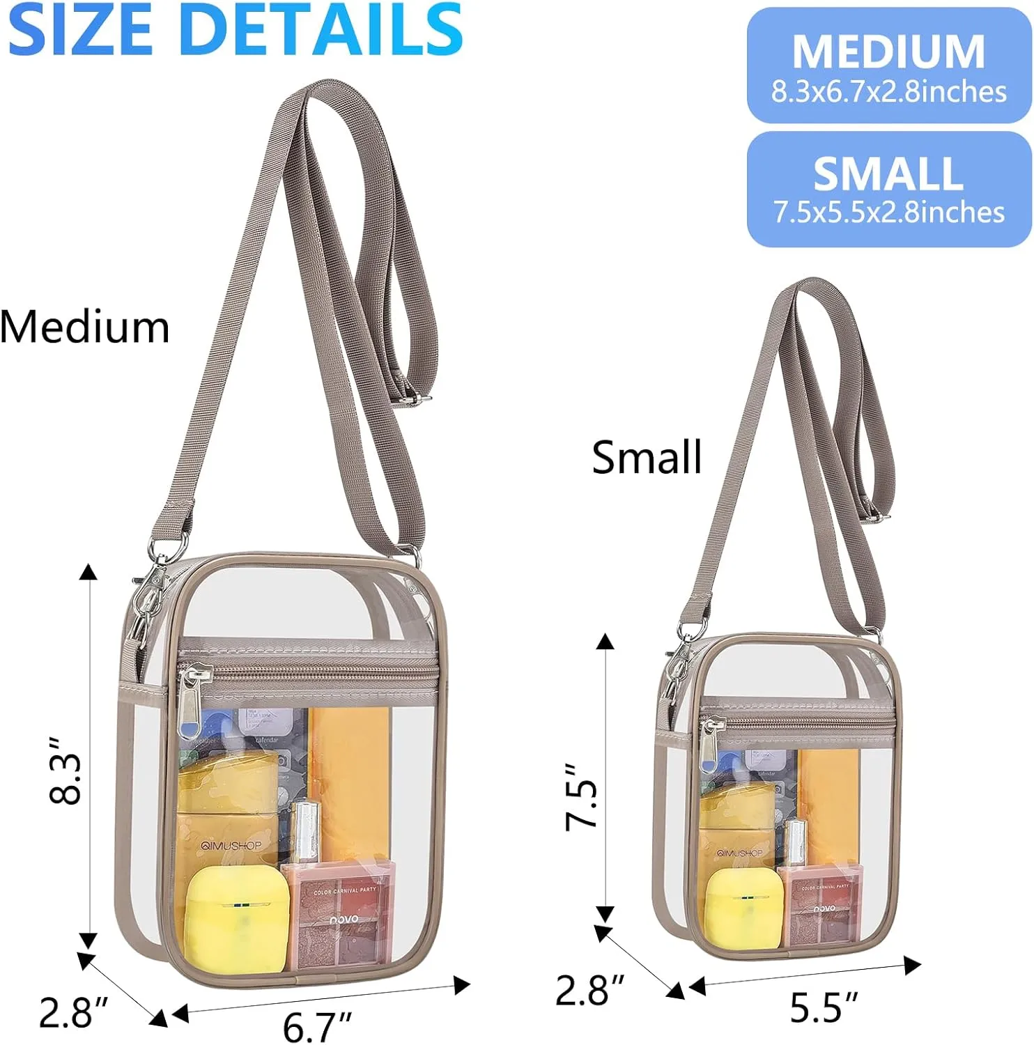 Clear Bag for Stadium Events Men&Women Clear Crossbody Bag Stadium Approved Clear Purse Bag Waterproof Clear Bag