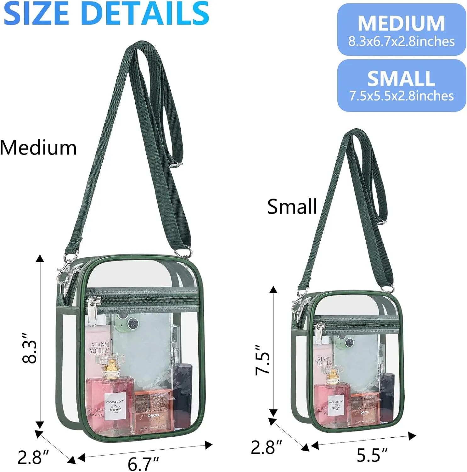 Clear Bag for Stadium Events Men&Women Clear Crossbody Bag Stadium Approved Clear Purse Bag Waterproof Clear Bag