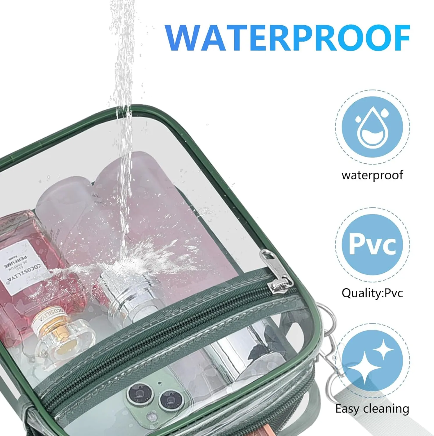 Clear Bag for Stadium Events Men&Women Clear Crossbody Bag Stadium Approved Clear Purse Bag Waterproof Clear Bag
