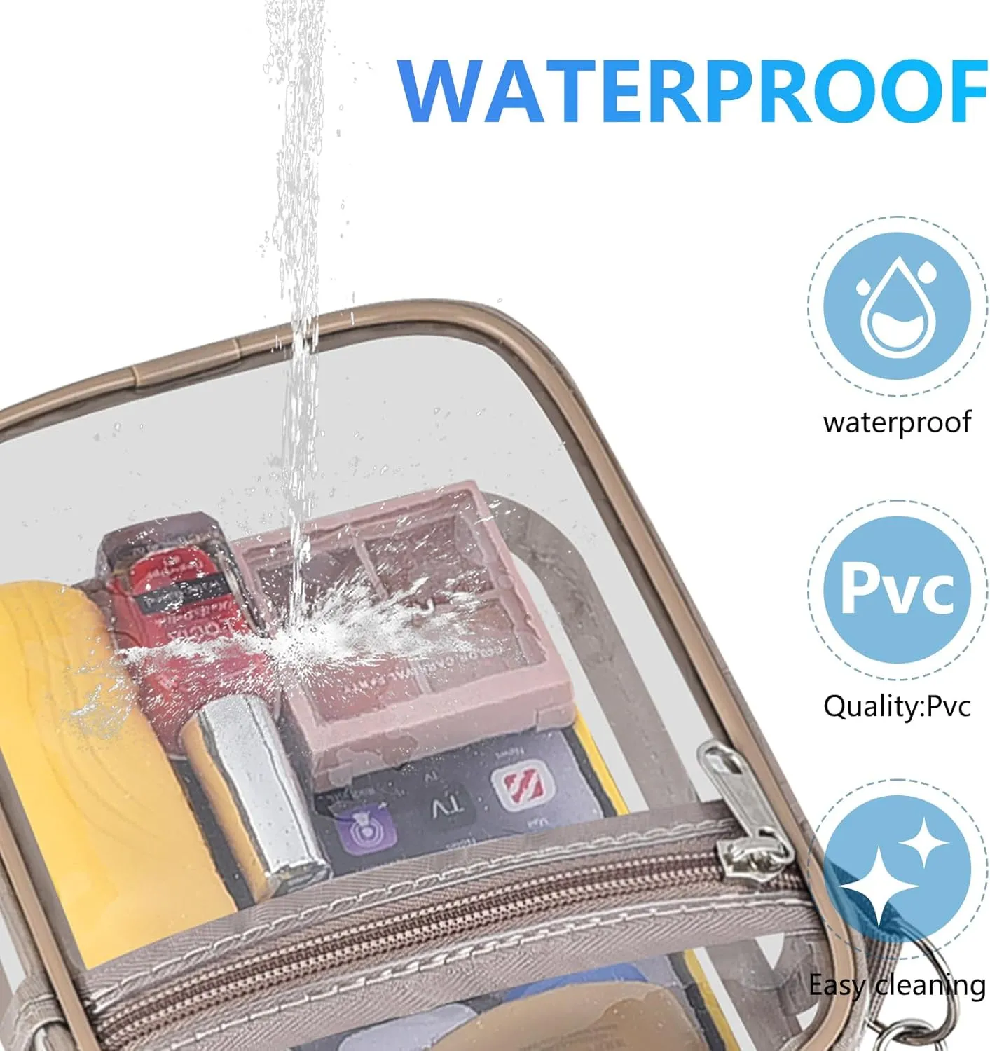 Clear Bag for Stadium Events Men&Women Clear Crossbody Bag Stadium Approved Clear Purse Bag Waterproof Clear Bag