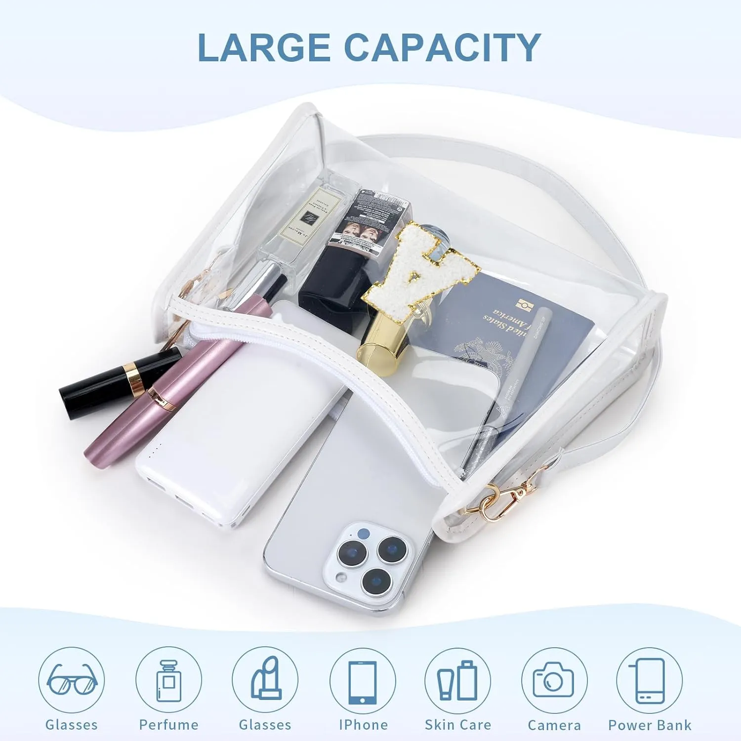 Clear Bag for Stadium Events Transparent Shoulder Bag Purses Crossbody Bags for Women