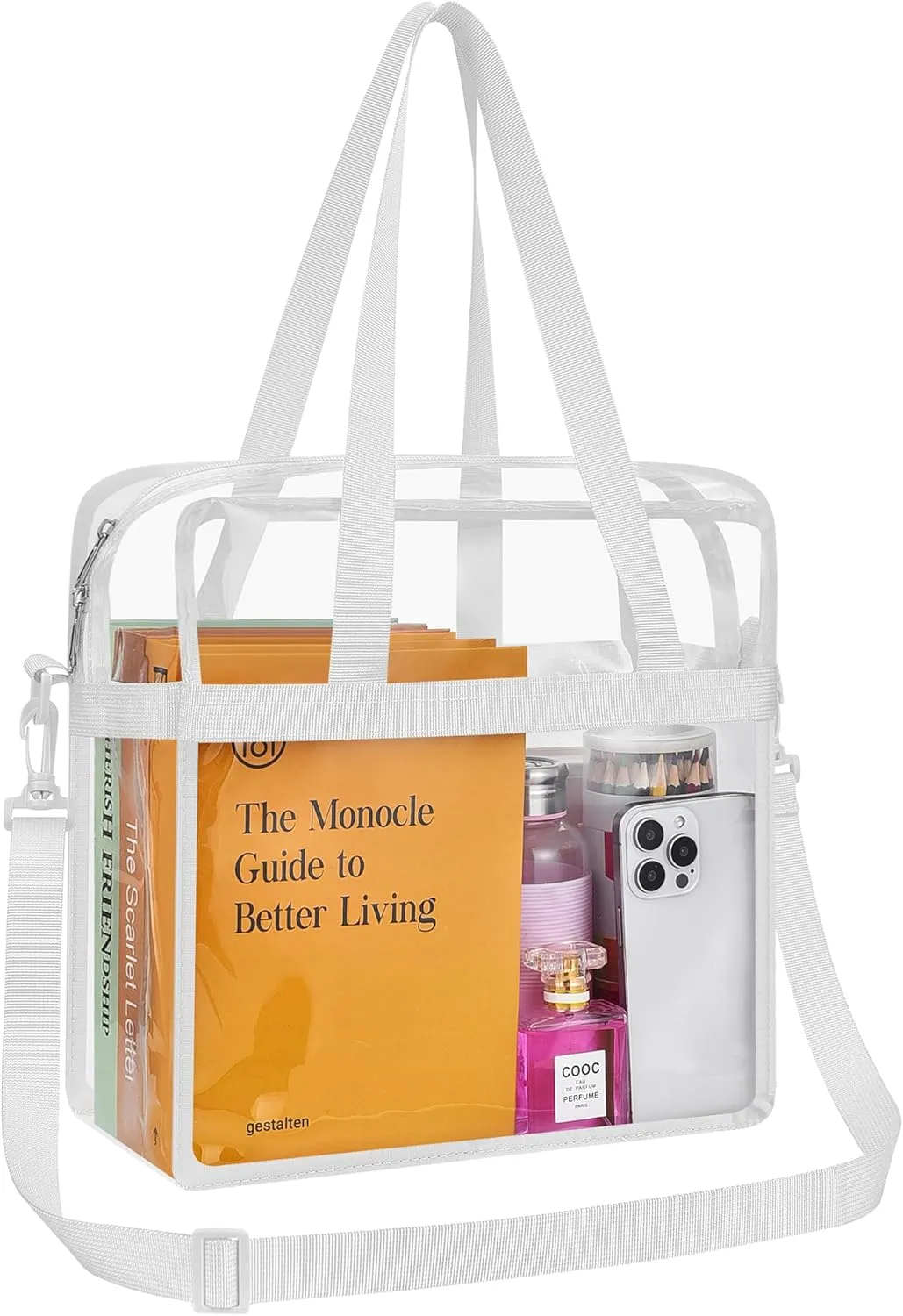 Clear Bag for Stadium Events—Clear Bag Tote Bag with Adjustable Straps for Work Travel Concerts