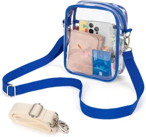 Clear Bag Stadium Approved - Clear Purse for Women Stadium, Clear Crossbody Bag Concert Bag for Festivals, Sports Events with Inner Pocket and Adjustable Shoulder Strap, Blue