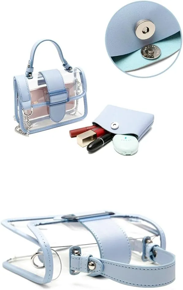 Clear Bag Stadium Events Women 2025 Trendy PVC See Through Purses Chain Shoulder Crossbody Bags Satchel Mini Handbag
