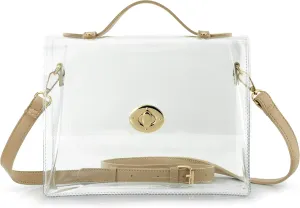 Clear Bag with Turn Lock Closure Women's Cross Body Handbags Stadium Approved