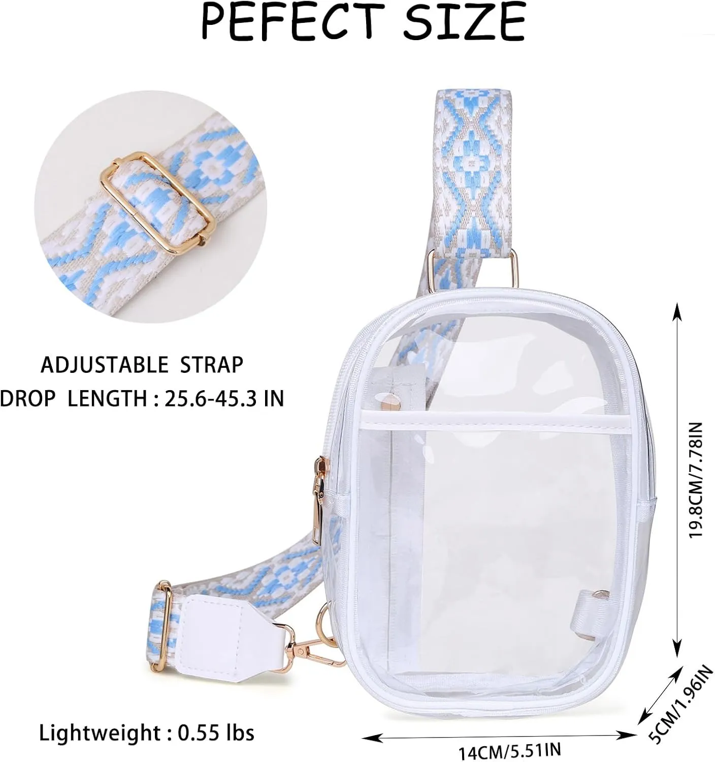 Clear Crossbody Bag for Stadium Events, Stadium Approved Clear Sling Bags for Game Day, Concerts