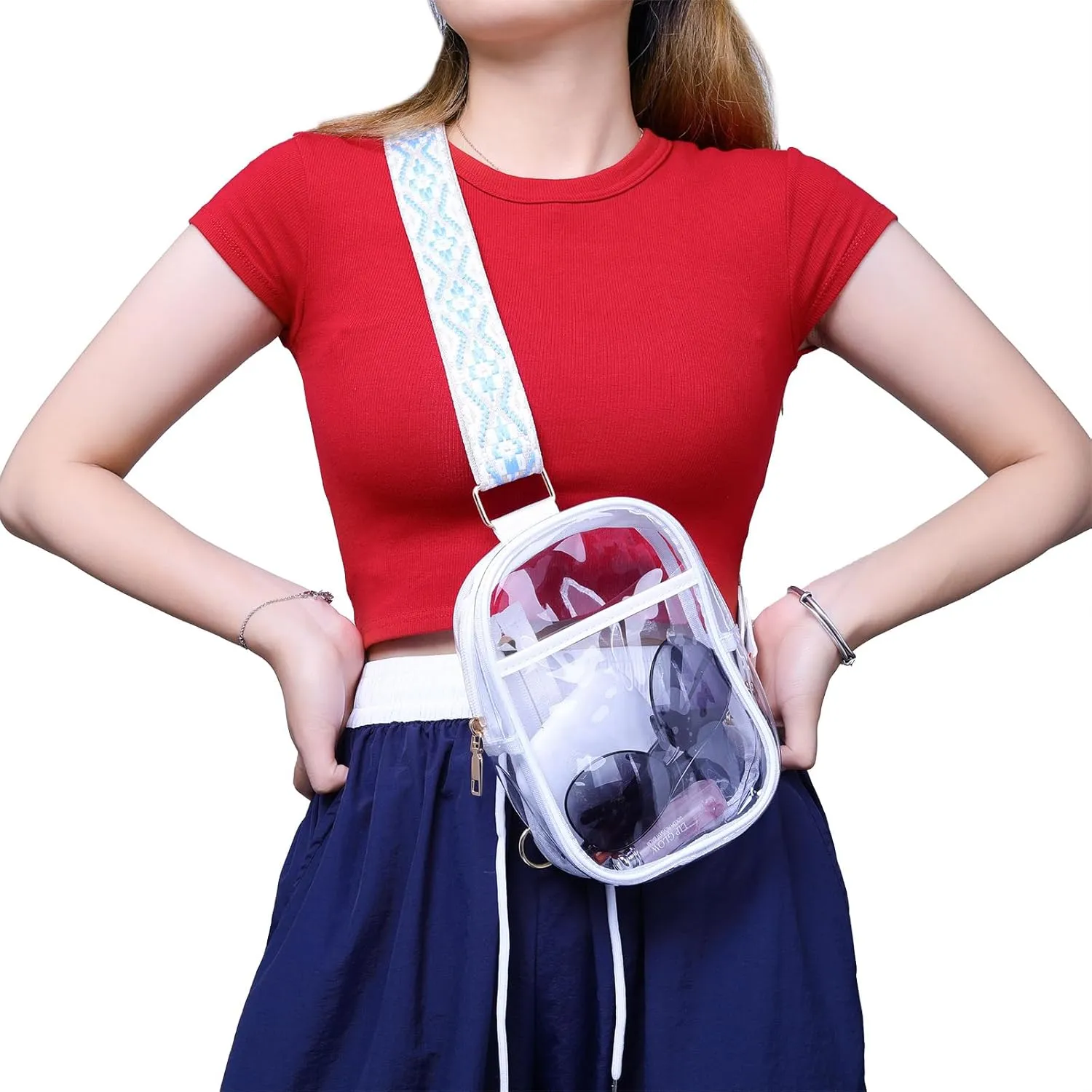 Clear Crossbody Bag for Stadium Events, Stadium Approved Clear Sling Bags for Game Day, Concerts