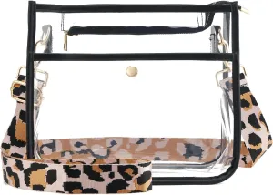 Clear Crossbody Bag Stadium Approved, Adjustable Shoulder Strap Clear Purse Bag for Concerts Sports Events Festivals