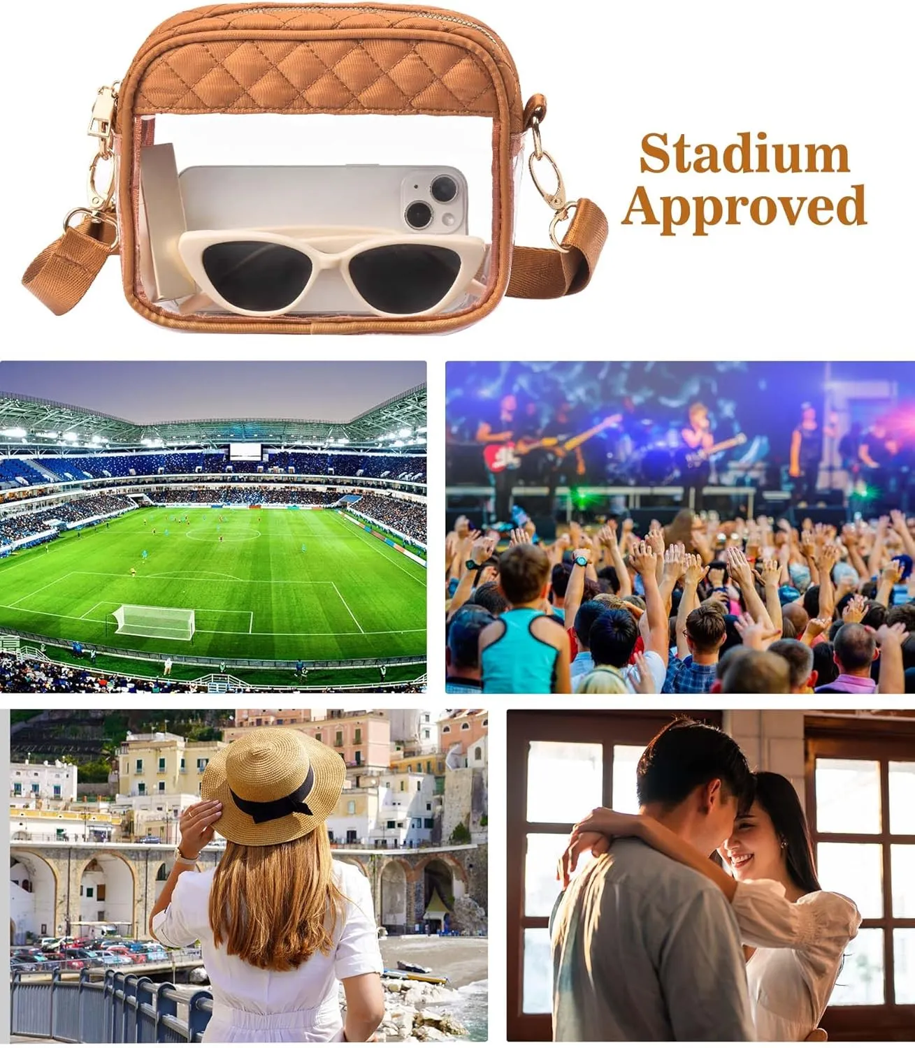 Clear Crossbody Bag Stadium Approved, Clear Bag for Stadium Events, Small Clear Purses for Women Stadium Crossbody