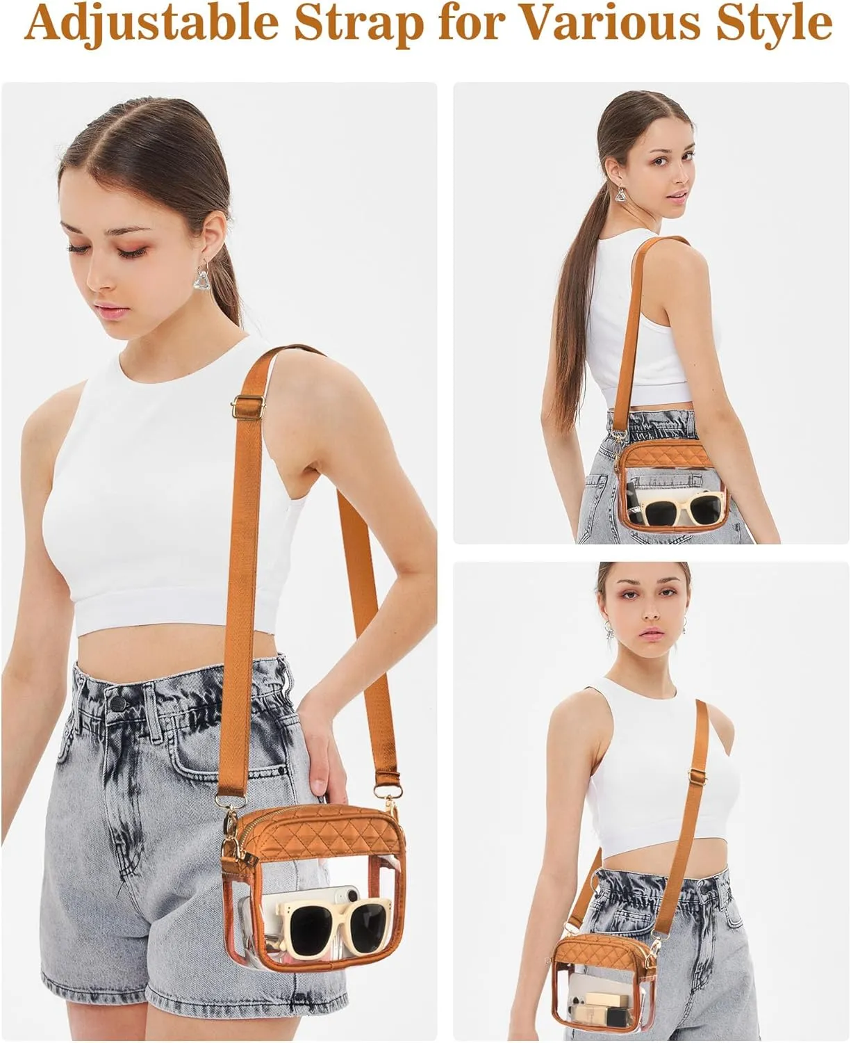 Clear Crossbody Bag Stadium Approved, Clear Bag for Stadium Events, Small Clear Purses for Women Stadium Crossbody