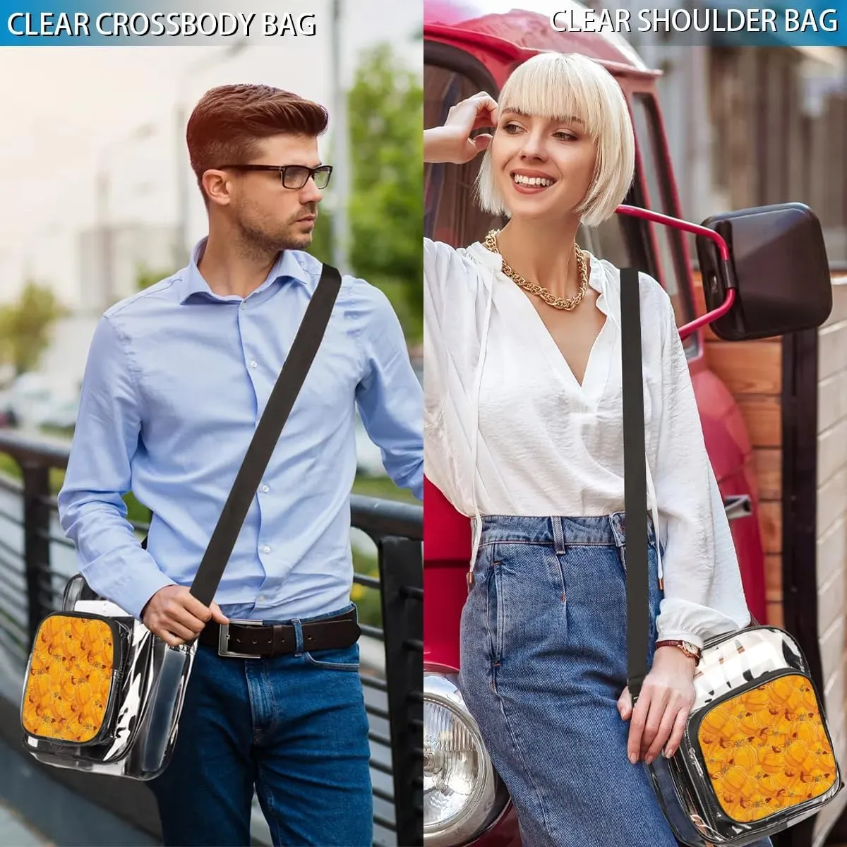 Clear Crossbody Bag Stadium Approved for Women and Men Transparent Messenger Shoulder Bag Clear Purse Bag