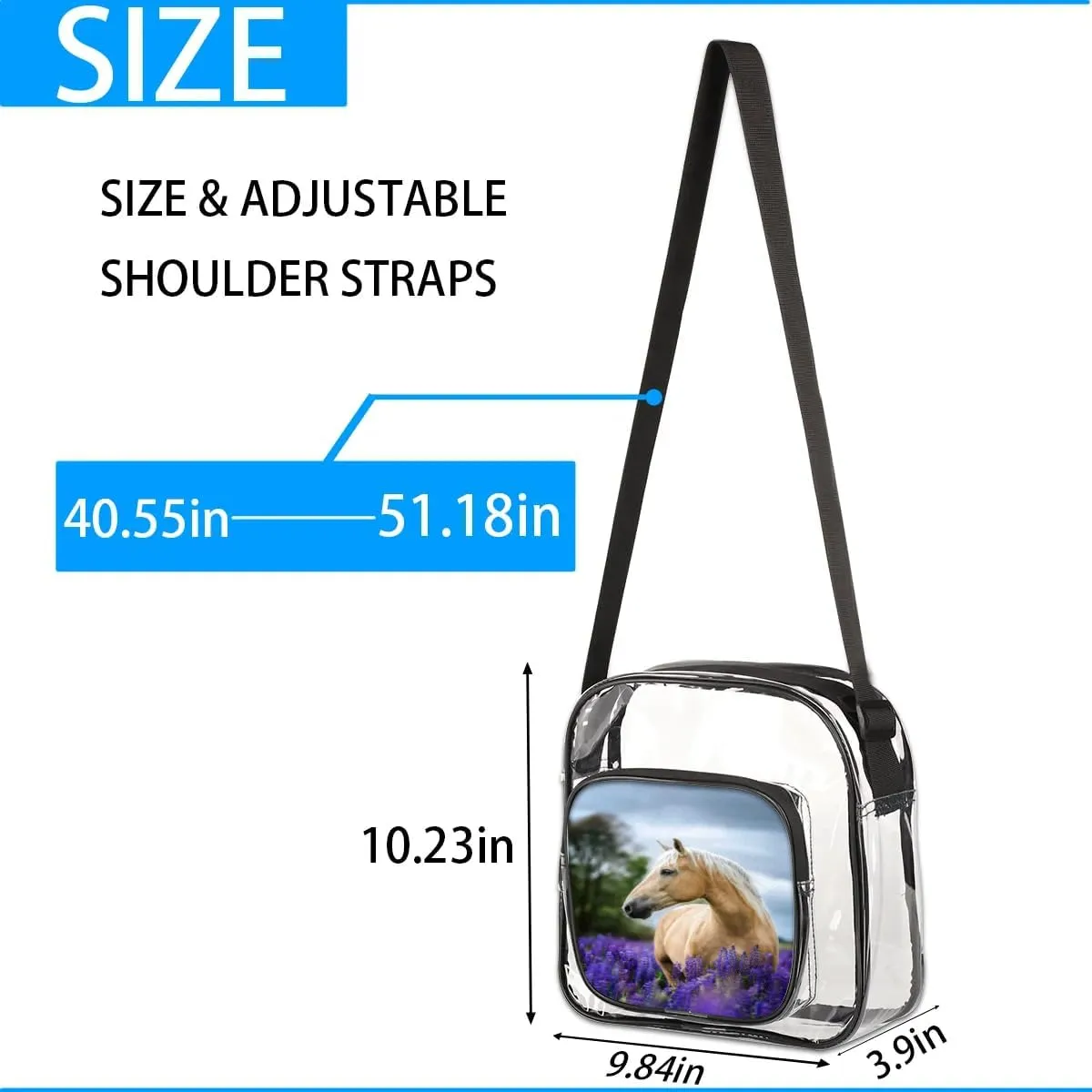 Clear Crossbody Bag Stadium Approved for Women and Men Transparent Messenger Shoulder Bag Clear Purse Bag