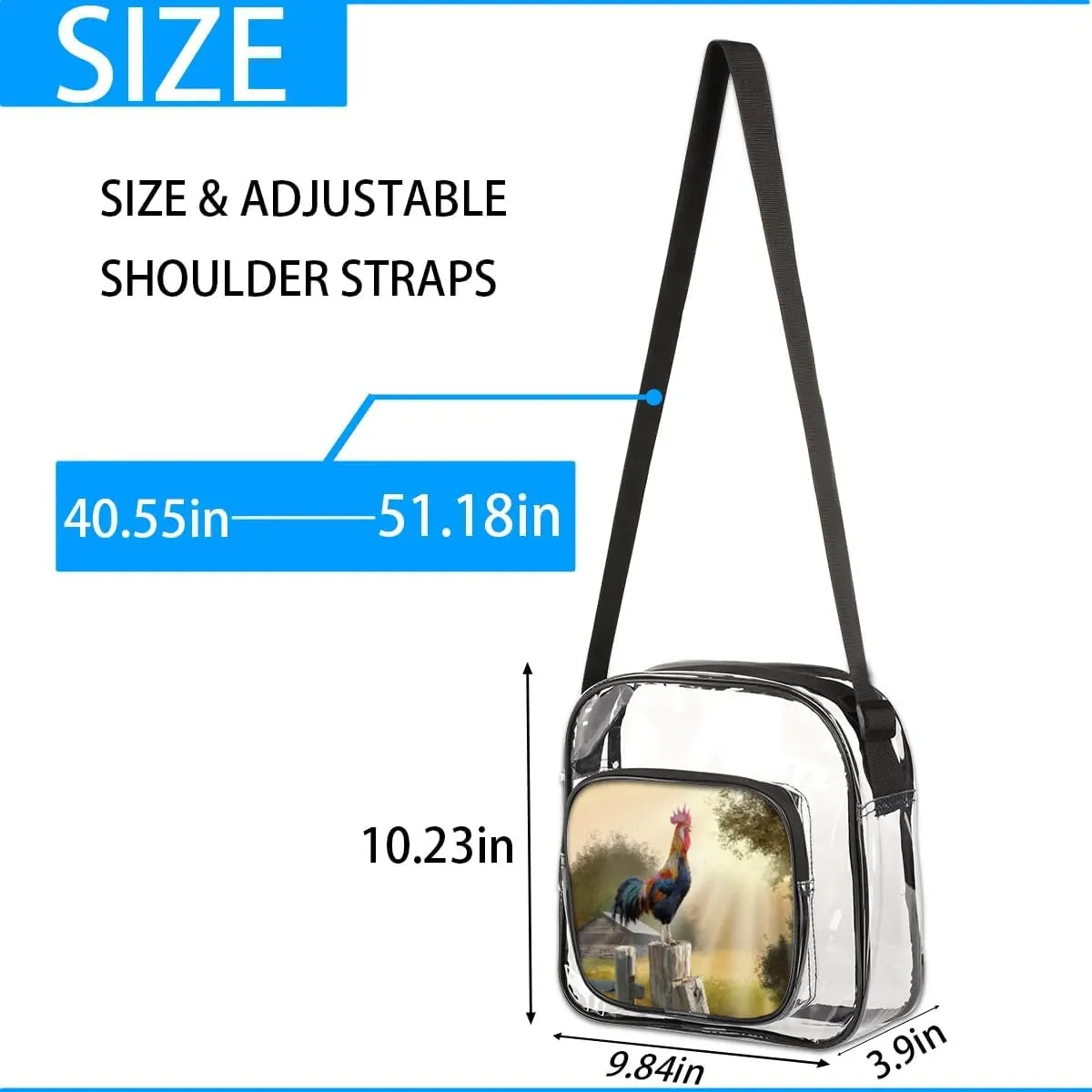 Clear Crossbody Bag Stadium Approved for Women and Men Transparent Messenger Shoulder Bag Clear Purse Bag