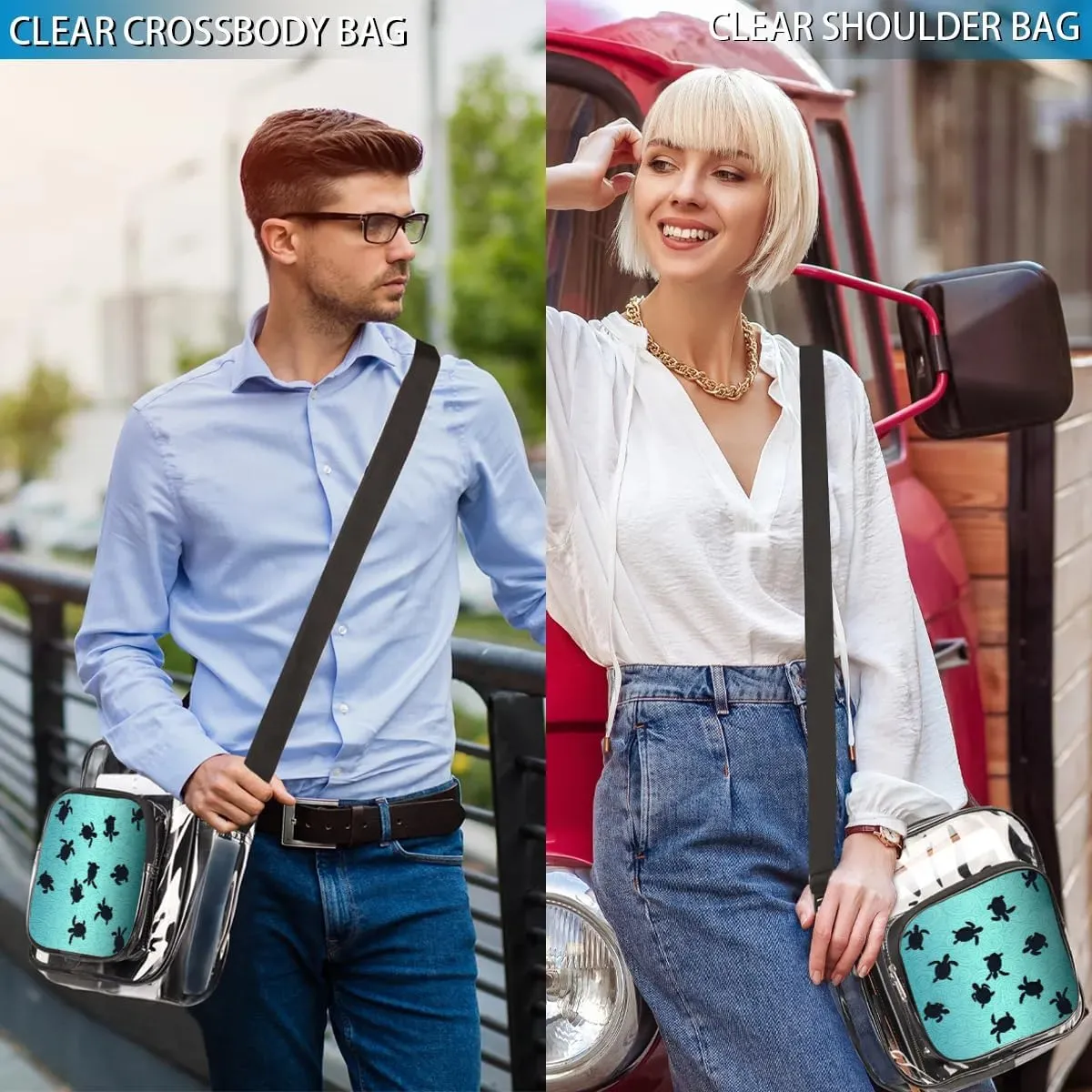 Clear Crossbody Bag Stadium Approved for Women and Men Transparent Messenger Shoulder Bag Clear Purse Bag