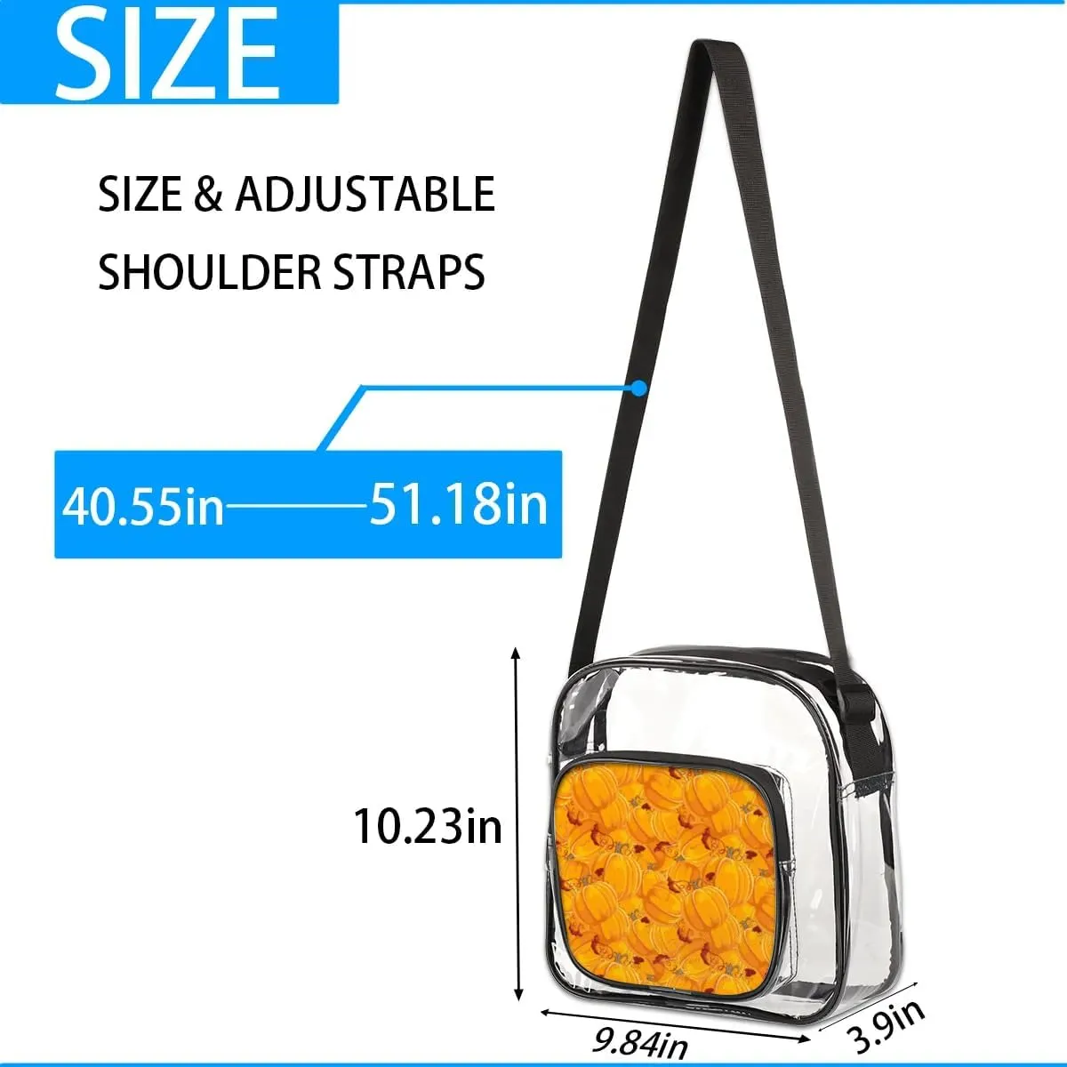 Clear Crossbody Bag Stadium Approved for Women and Men Transparent Messenger Shoulder Bag Clear Purse Bag