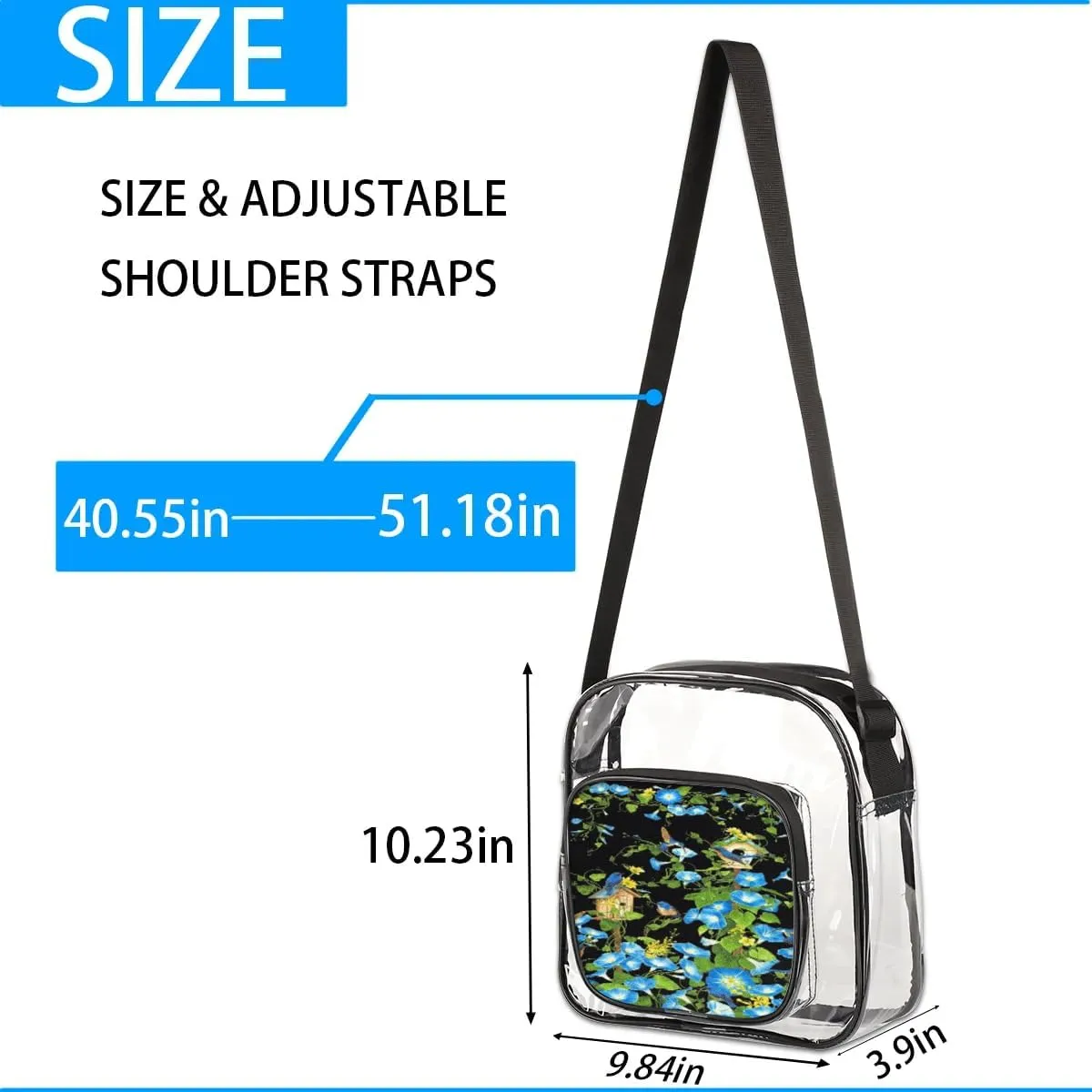 Clear Crossbody Bag Stadium Approved for Women and Men Transparent Messenger Shoulder Bag Clear Purse Bag