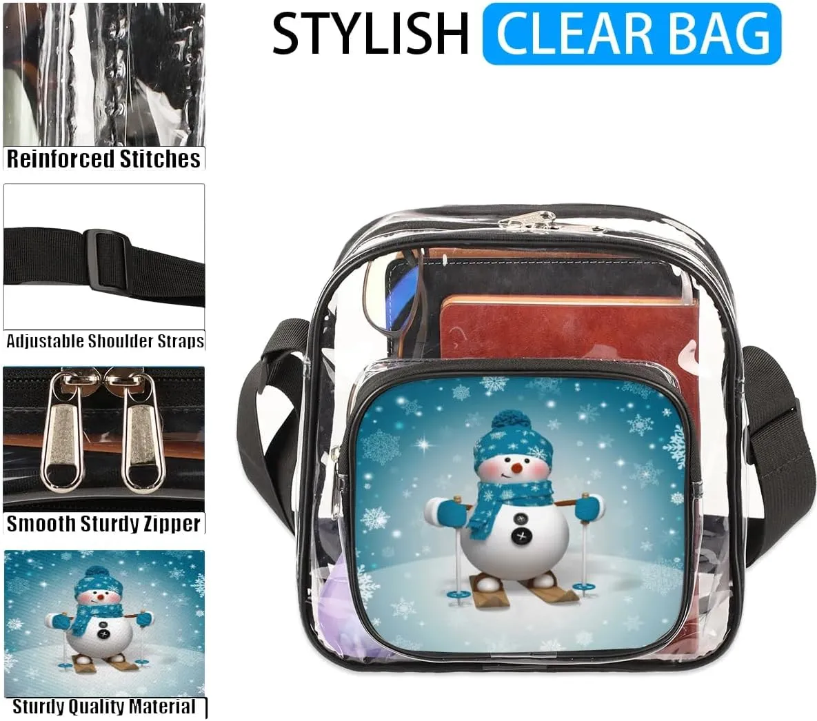 Clear Crossbody Bag Stadium Approved for Women and Men Transparent Messenger Shoulder Bag Clear Purse Bag