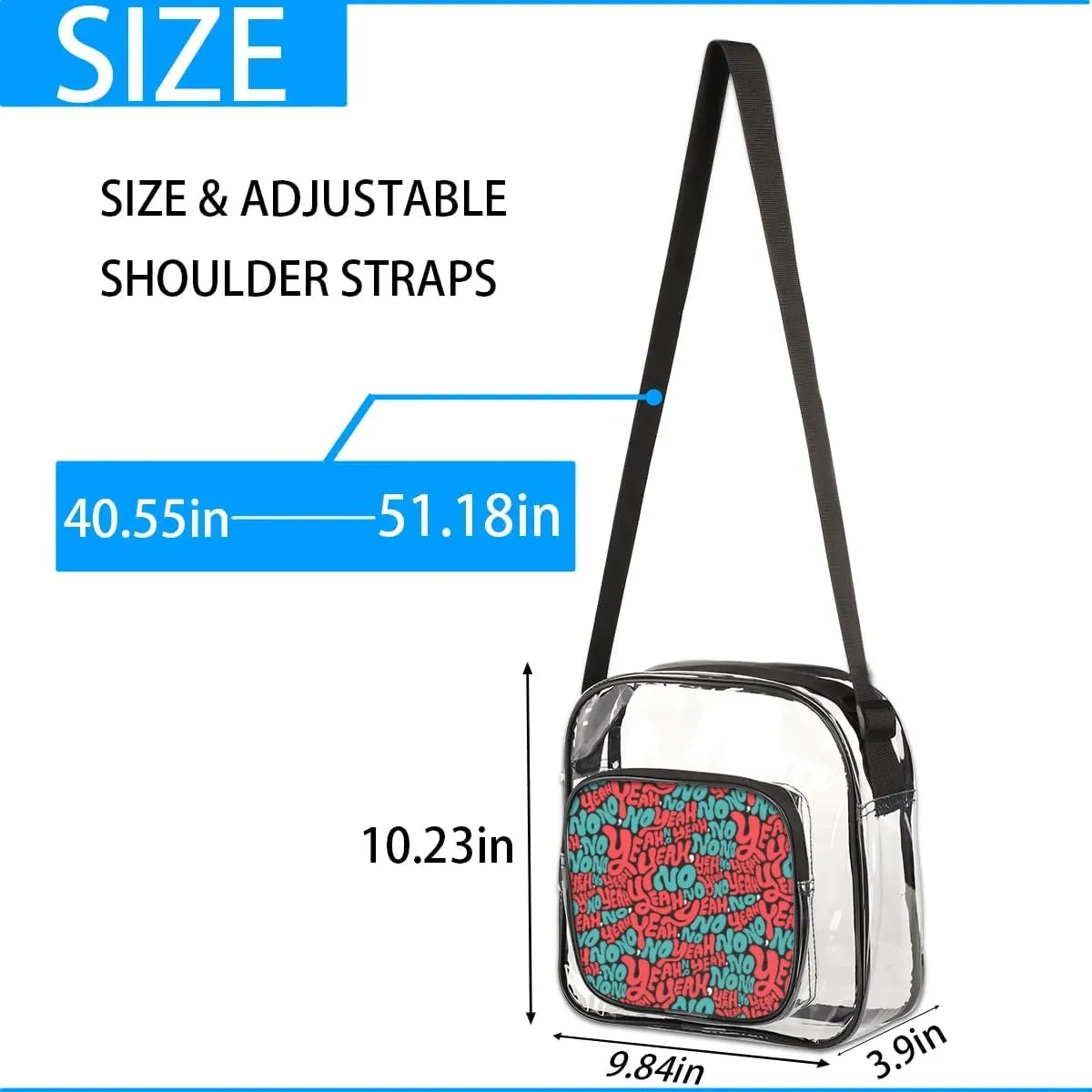 Clear Crossbody Bag Stadium Approved for Women and Men Transparent Messenger Shoulder Bag Clear Purse Bag