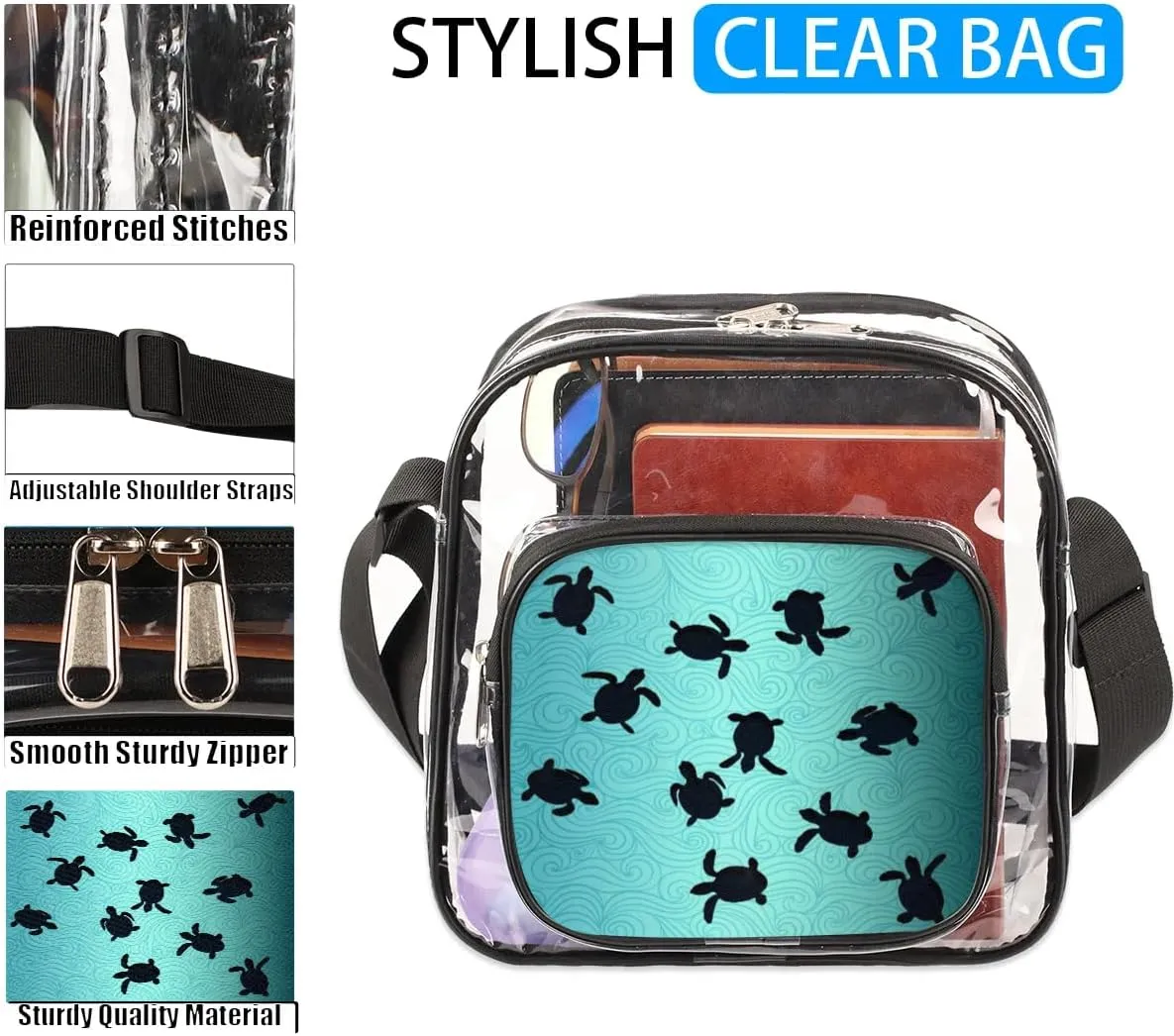 Clear Crossbody Bag Stadium Approved for Women and Men Transparent Messenger Shoulder Bag Clear Purse Bag