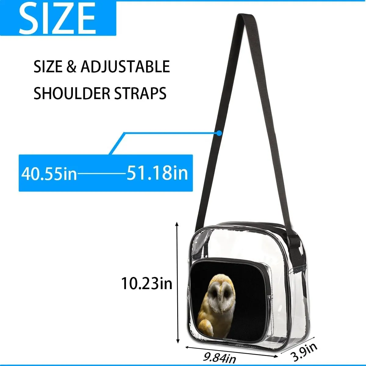 Clear Crossbody Bag Stadium Approved for Women and Men Transparent Messenger Shoulder Bag Clear Purse Bag