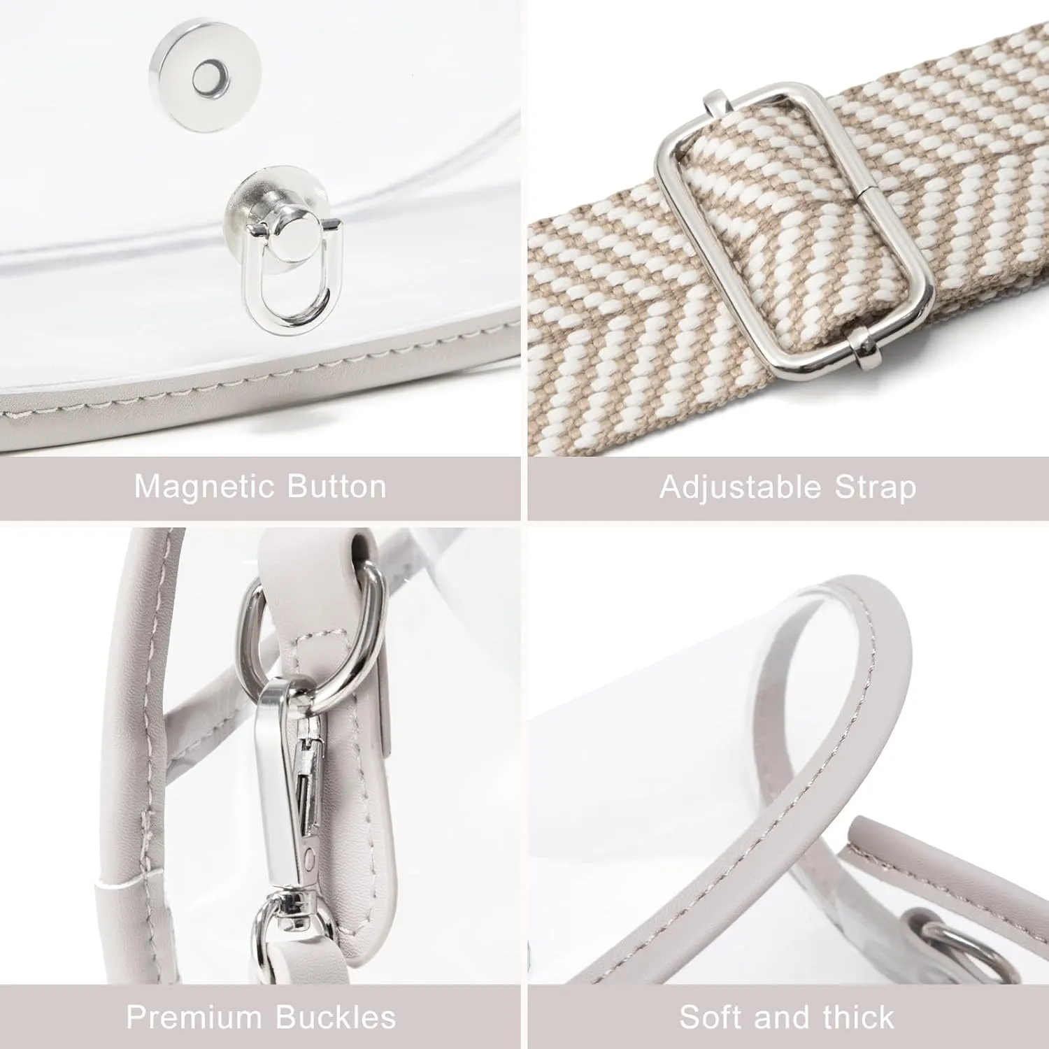 Clear Crossbody Bag Stadium Approved for Women，clear Bags for Stadium Events,clear Purse for Concerts