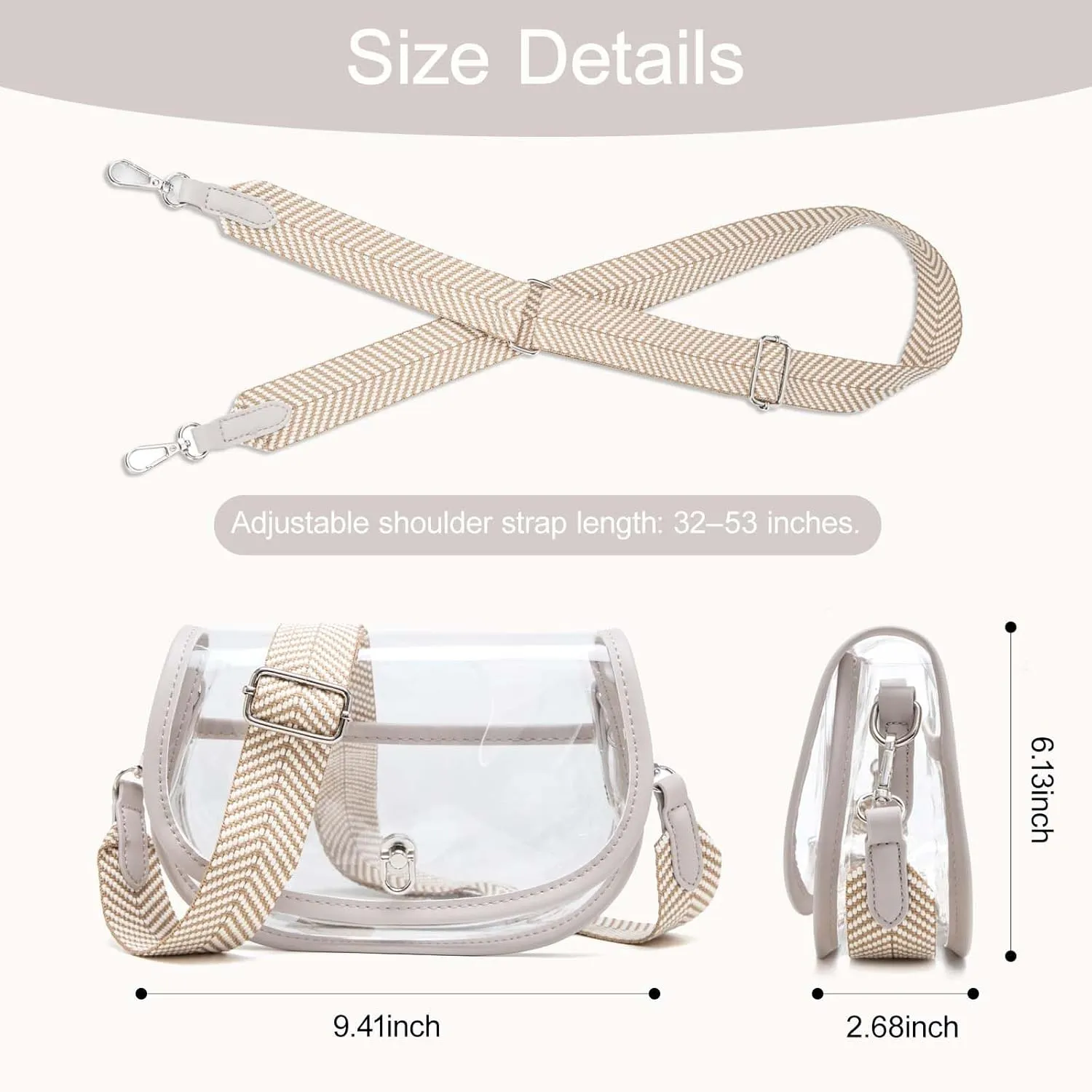 Clear Crossbody Bag Stadium Approved for Women，clear Bags for Stadium Events,clear Purse for Concerts