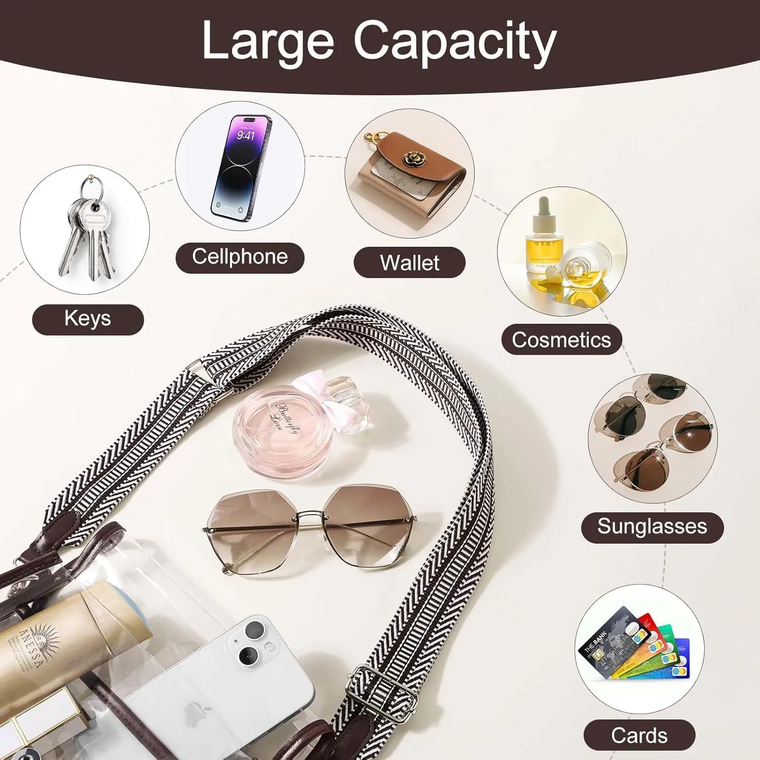 Clear Crossbody Bag Stadium Approved for Women，clear Bags for Stadium Events,clear Purse for Concerts