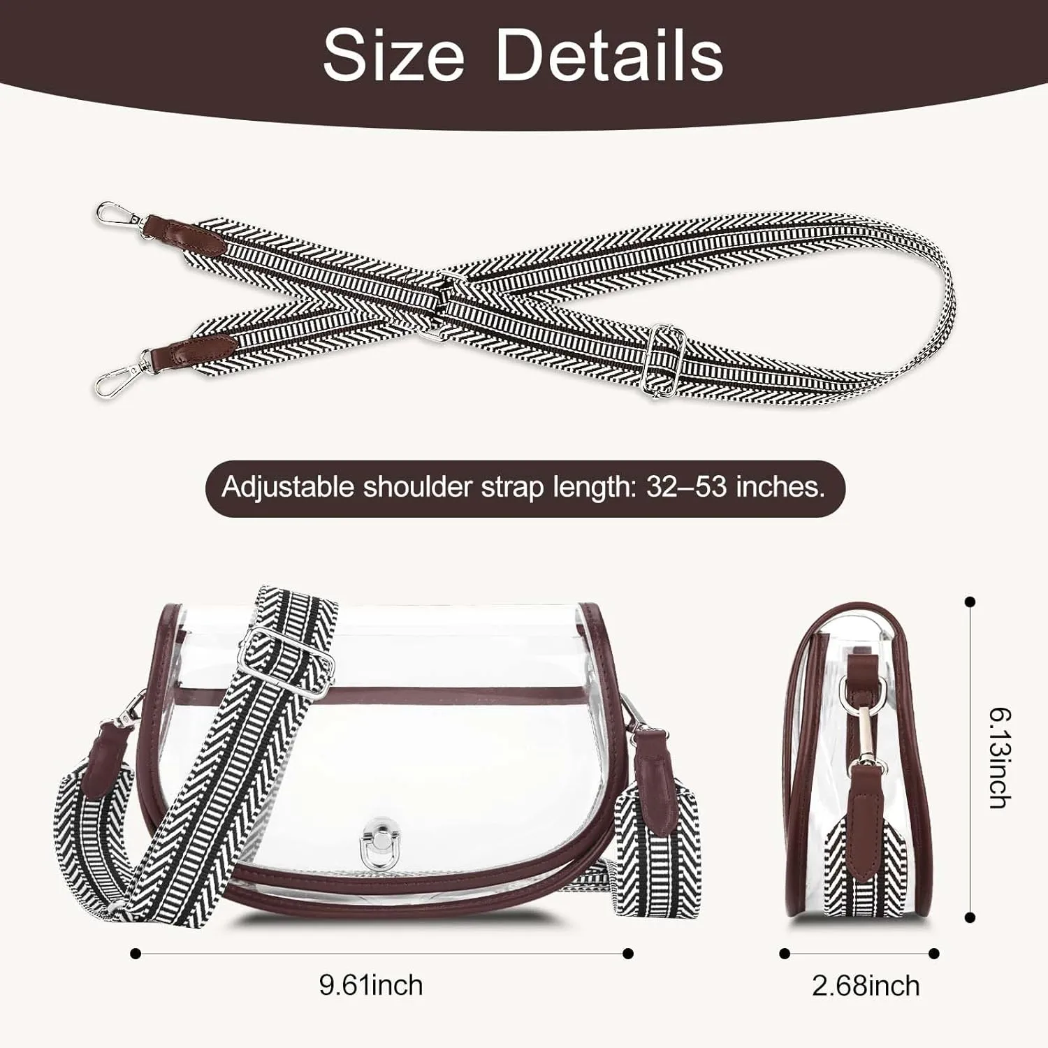 Clear Crossbody Bag Stadium Approved for Women，clear Bags for Stadium Events,clear Purse for Concerts