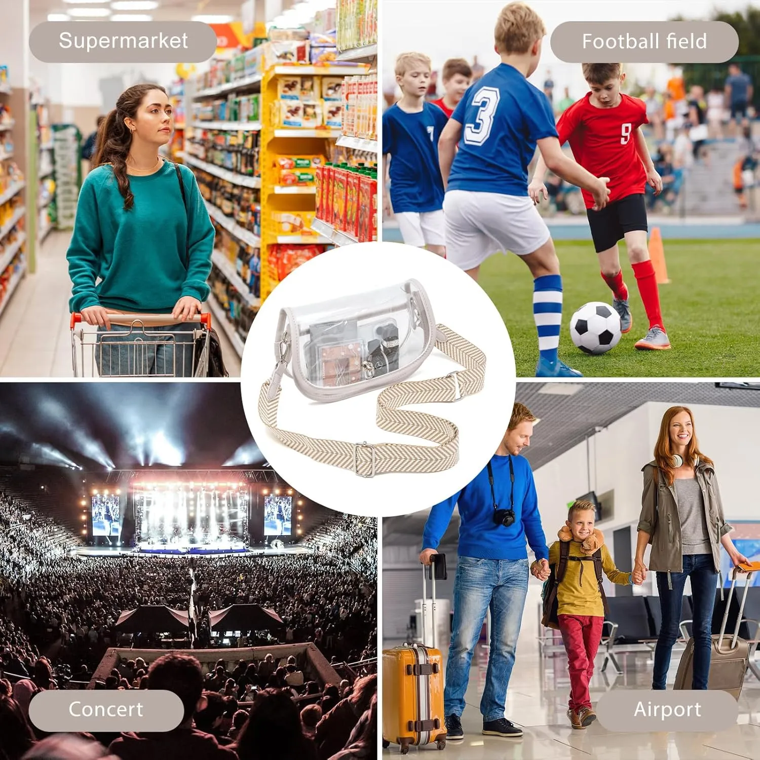 Clear Crossbody Bag Stadium Approved for Women，clear Bags for Stadium Events,clear Purse for Concerts