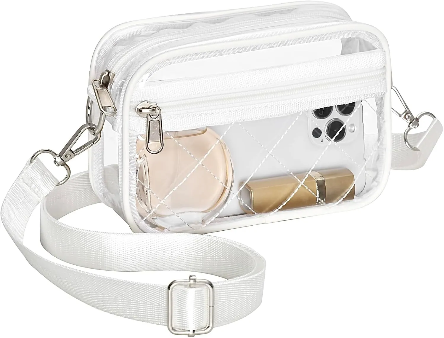 Clear Crossbody Bag Stadium Approved, Small Clear Purse for Women Stadium Crossbody for Events Sports Outfits