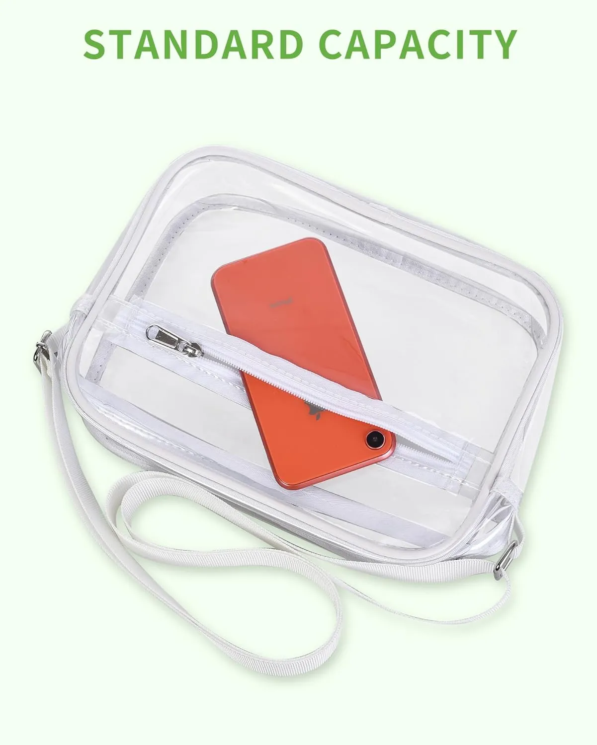 Clear Crossbody Messenger Shoulder Bag for Stadium Events, Clear Purse for Work Travel Concert and Sport Events