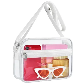 Clear Crossbody Messenger Shoulder Bag for Stadium Events, Clear Purse for Work Travel Concert and Sport Events