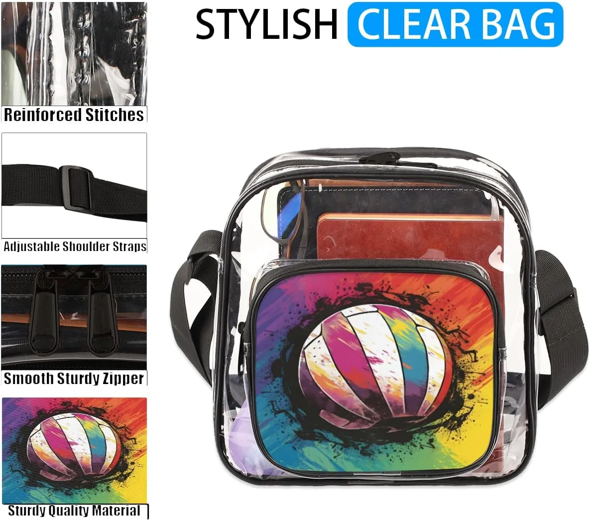 Clear Crossbody Purse Bag Clear Messenger Shoulder Bags See Through Transparent Purse