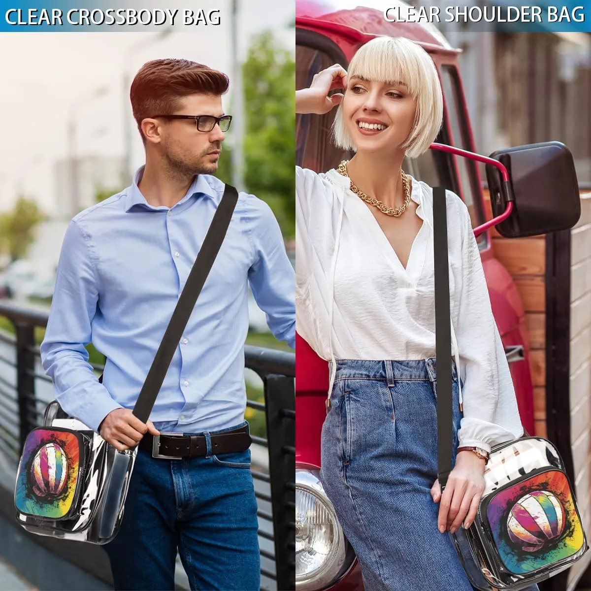 Clear Crossbody Purse Bag Clear Messenger Shoulder Bags See Through Transparent Purse