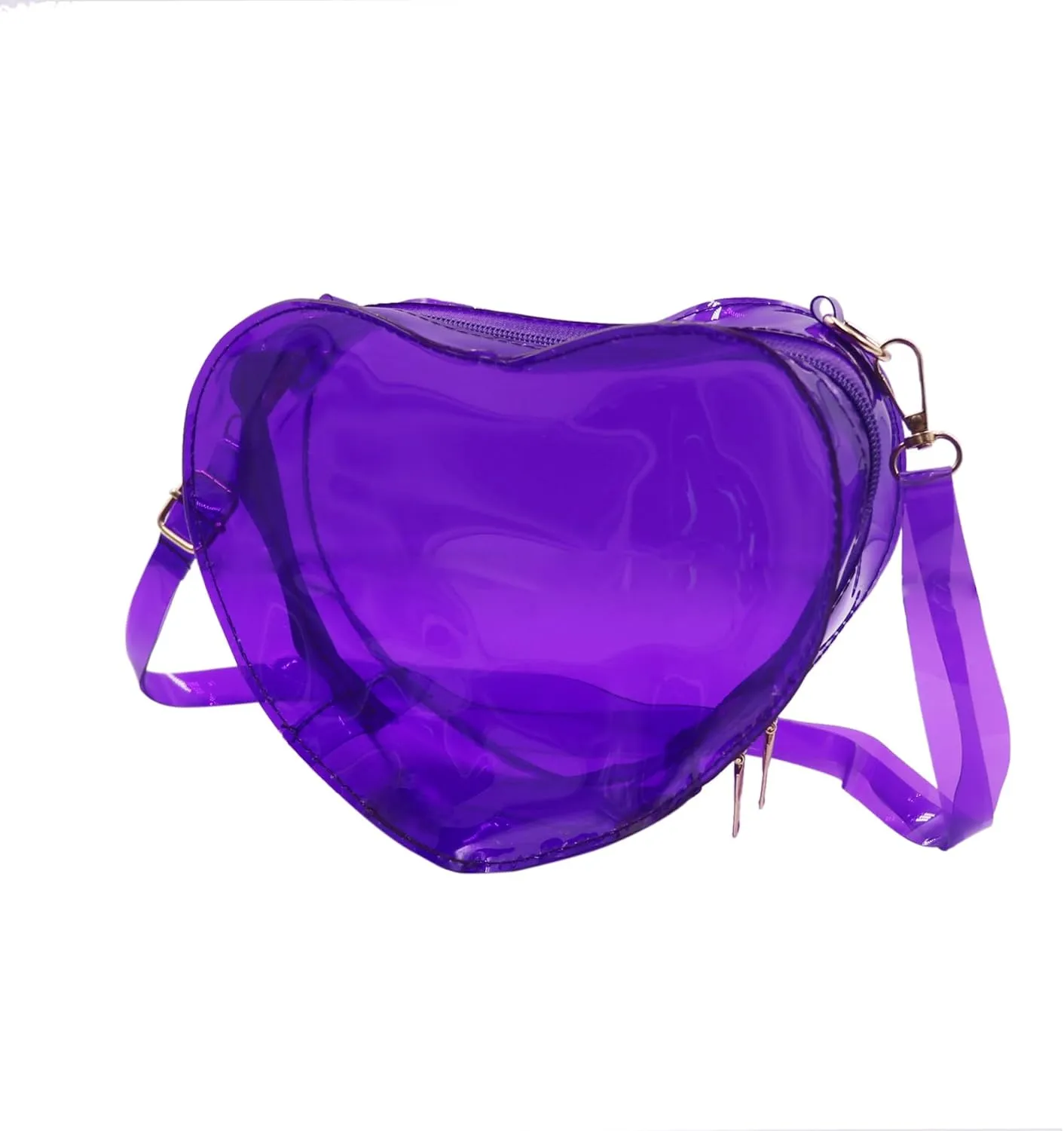 Clear Crossbody Purse Bag Transparent Heart-Shaped Shoulder Clutch Bag for Women Girls