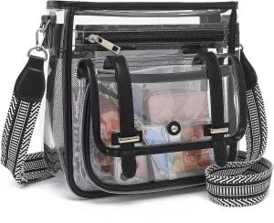 Clear Purse, PVC Clear Crossbody Bags for Women Heavy Duty Transparent Bag for Stadium Events See Through Concert Bag