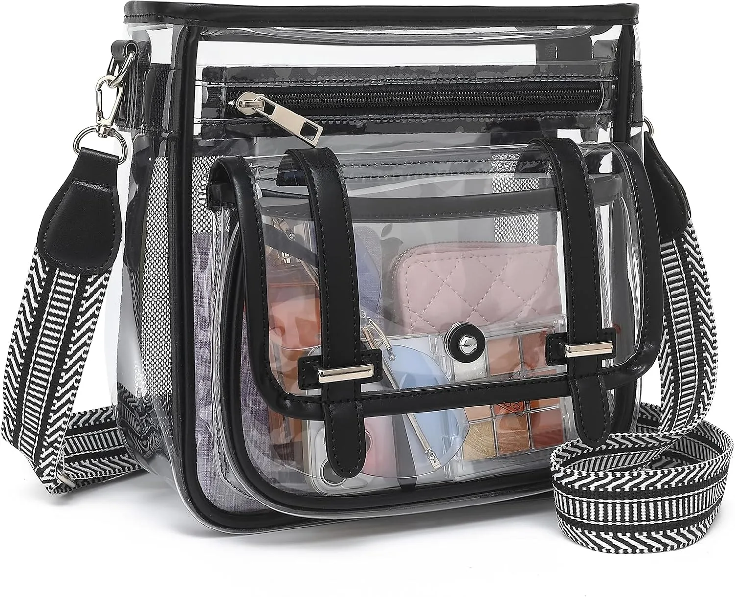 Clear Purse, PVC Clear Crossbody Bags for Women Heavy Duty Transparent Bag for Stadium Events See Through Concert Bag