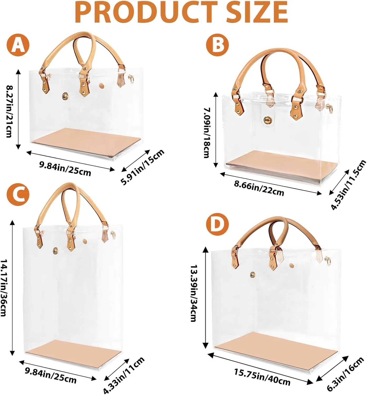Clear PVC DIY Tote Bag Handbag Making Kit Handmade Gift Bag Craft Accessory Tool Set Birthday Holiday Gift Bag (C)