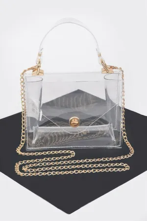 Clear Pvc Top Handle Crossbody Bag