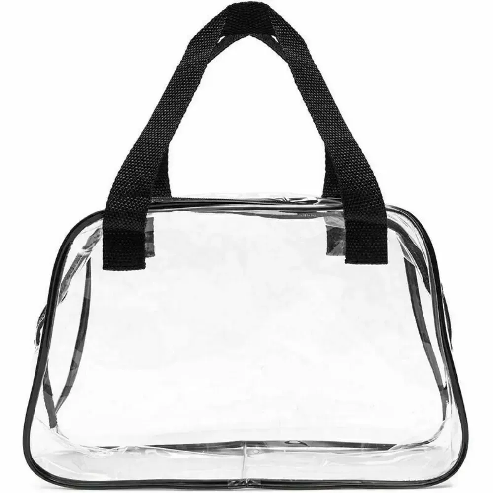 Clear PVC Travel & Concert Tote Bag – Stadium Approved Transparent Cosmetic & Toiletry Organizer