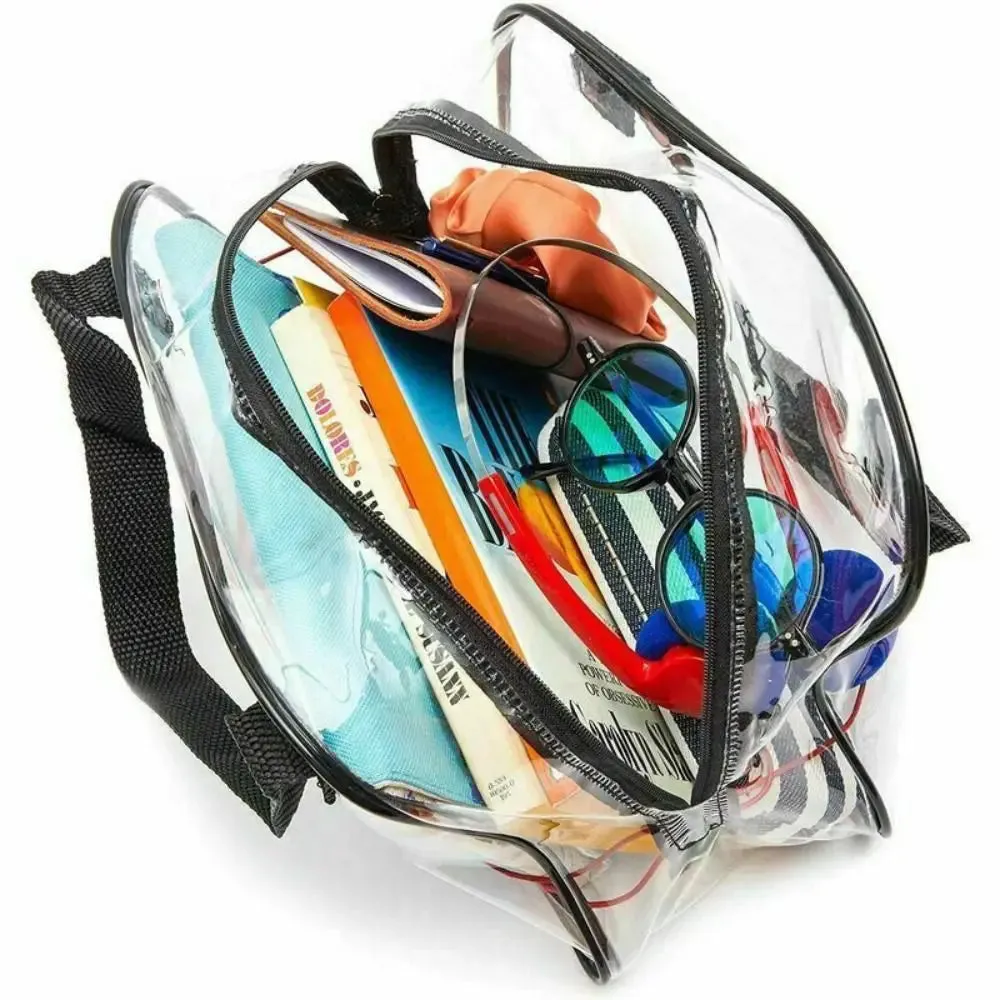 Clear PVC Travel & Concert Tote Bag – Stadium Approved Transparent Cosmetic & Toiletry Organizer