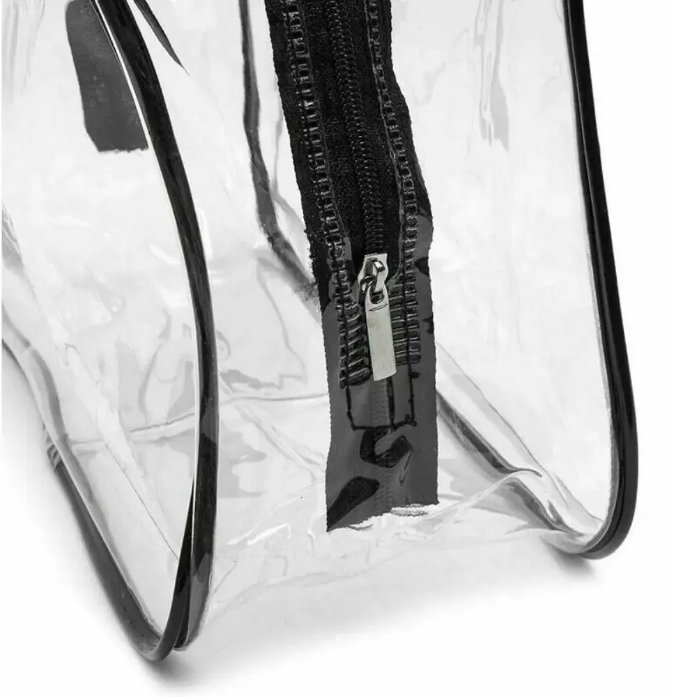 Clear PVC Travel & Concert Tote Bag – Stadium Approved Transparent Cosmetic & Toiletry Organizer