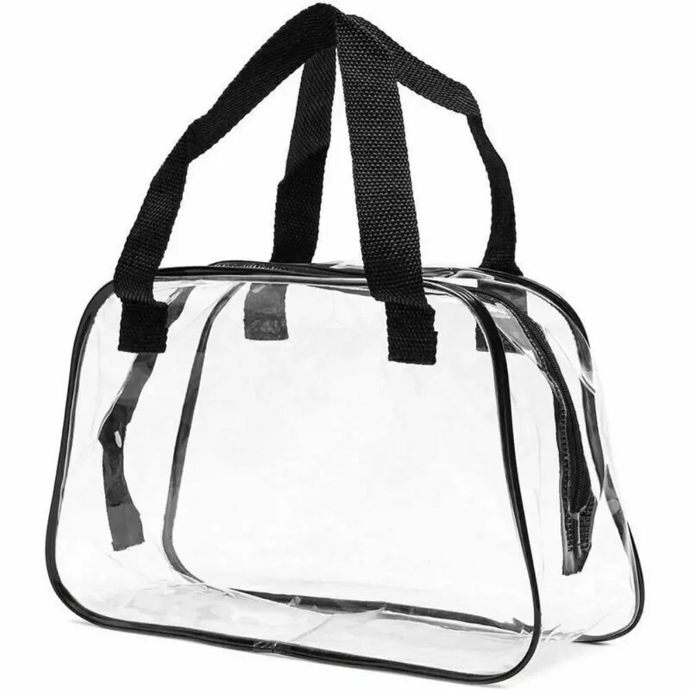 Clear PVC Travel & Concert Tote Bag – Stadium Approved Transparent Cosmetic & Toiletry Organizer