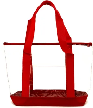 Clear PVC Zipper Tote Bag/Security Clear Tote Bag/Work Tote Bag (Red)