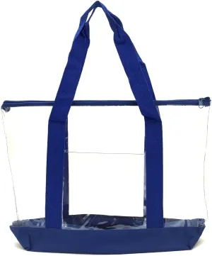 Clear PVC Zipper Tote Bag/Security Clear Tote Bag/Work Tote Bag (Royal Blue)