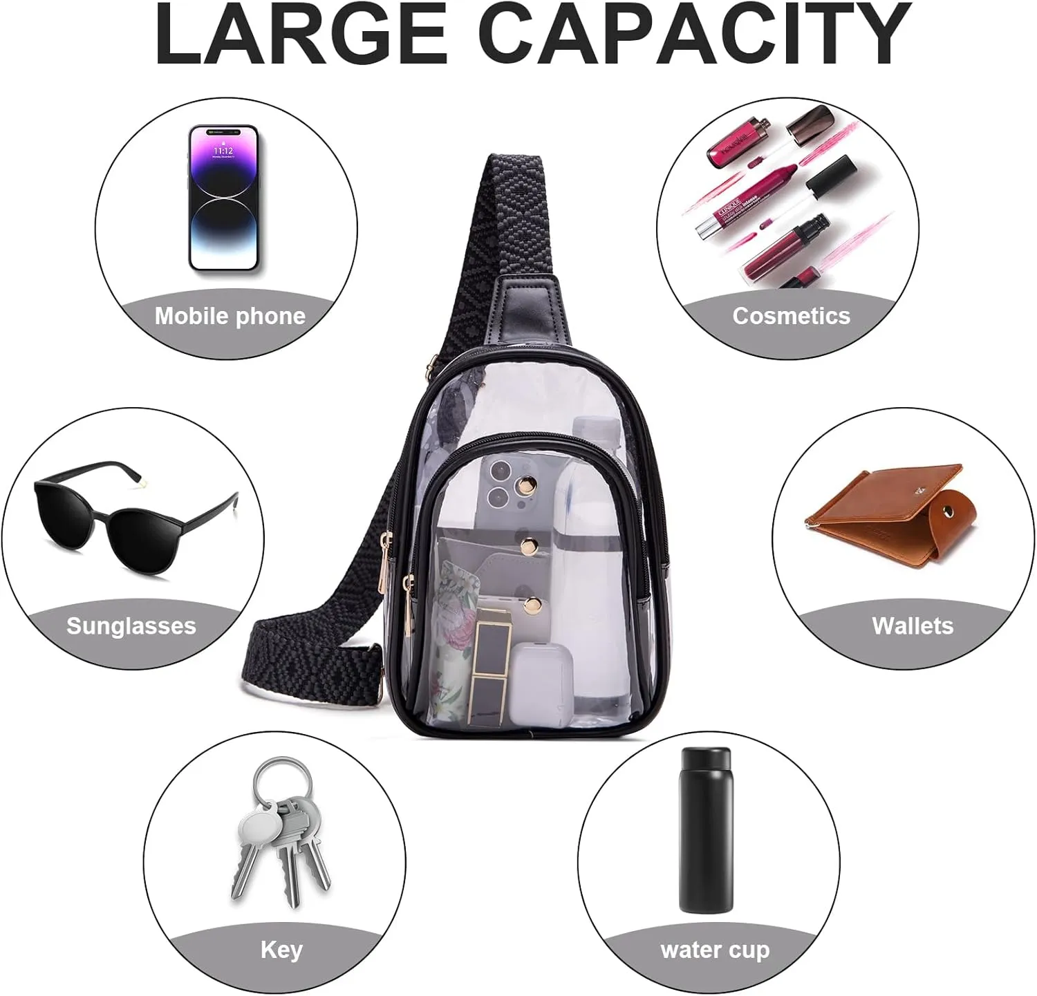 Clear Sling Bag for Stadium Events, Crossbody Bag for Women - Stadium Approved