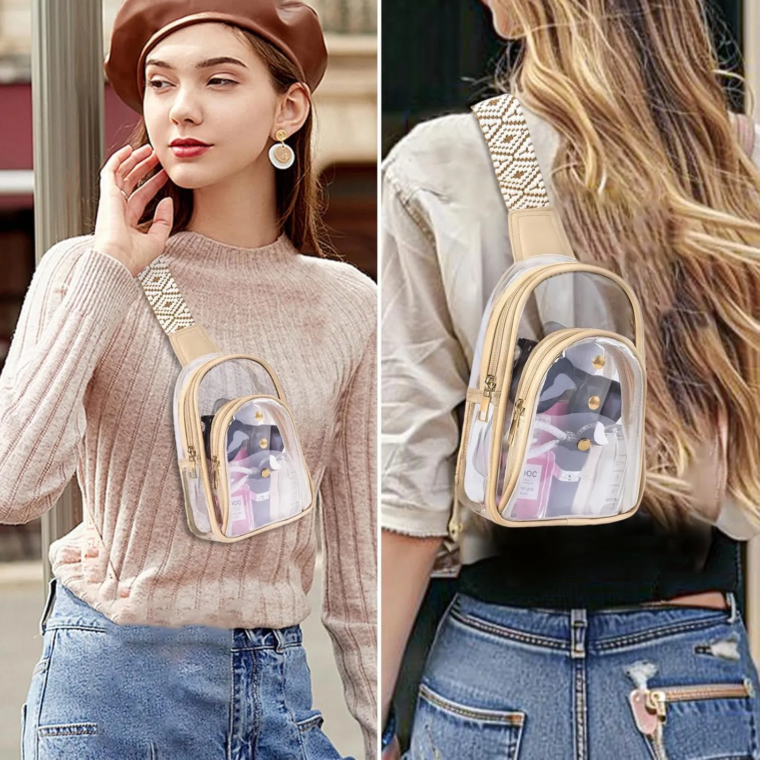 Clear Sling Bag for Stadium Events, Crossbody Bag for Women - Stadium Approved