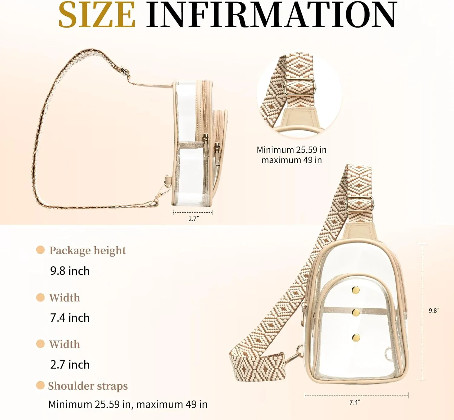 Clear Sling Bag for Stadium Events, Crossbody Bag for Women - Stadium Approved